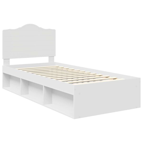 vidaXL Bedframe met hoofdeinde Wit 100 x 200 cm Massief grenenhout