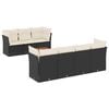 vidaXL 8-delige Loungeset met kussens poly rattan zwart