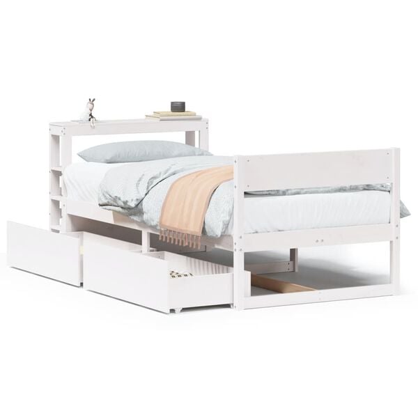 vidaXL Bedframe zonder matras massief grenenhout wit 90x190 cm