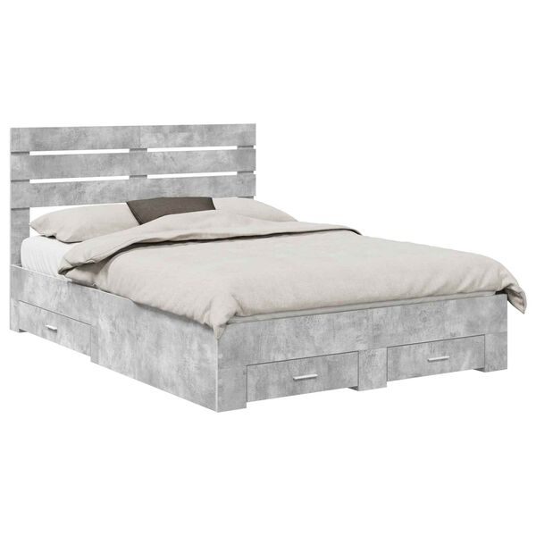 vidaXL Bedframe met lade met hoofdeinde met opslag Bewerkt hout