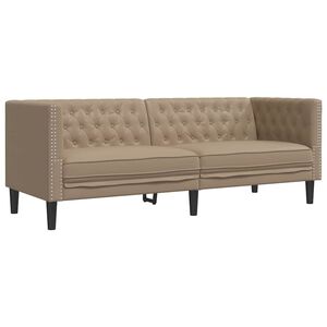 vidaXL Driezitsbank Chesterfield-stijl kunstleer cappuccinokleurig