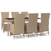 vidaXL 7-delige Tuinset met kussens poly rattan beige