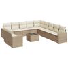 vidaXL 12-delige Loungeset met kussens poly rattan beige