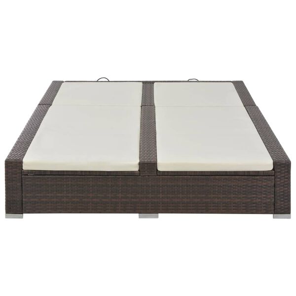 vidaXL Ligbed tweepersoons poly rattan bruin