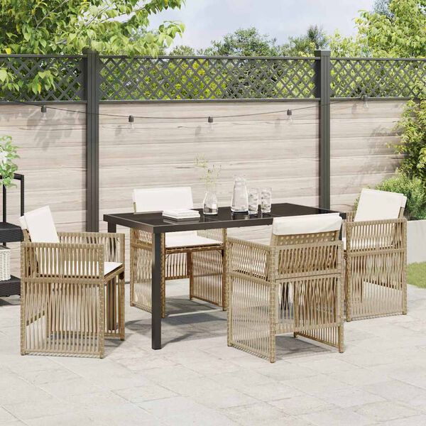 vidaXL Tuin eettafelset 5 pcs Beige Gepoedercoat staal