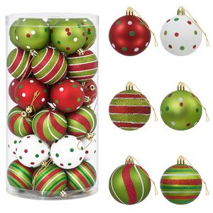 vidaXL Kerstballen set 30 st Wit, rood en lichtgroen &Oslash; 6 cm Kunststof