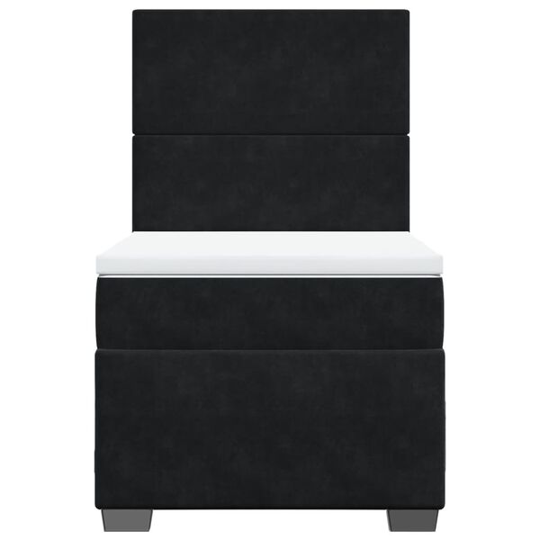 vidaXL Boxspring met matras fluweel zwart 80x200 cm