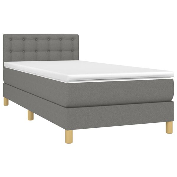 vidaXL Boxspring met matras en LED stof donkergrijs 90x190 cm