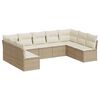 vidaXL 9-delige Loungeset met kussens poly rattan beige