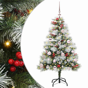 vidaXL Kunstkerstboom Groen en wit 120 cm PVC en Metaal en Plastic