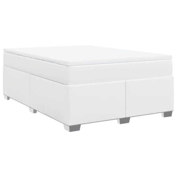 vidaXL Boxspring met matras kunstleer wit 140x190 cm