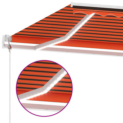 vidaXL Luifel automatisch met LED windsensor 600x350 cm oranje bruin