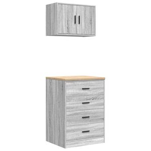 vidaXL Garagekasten 2 st bewerkt hout sonoma grijs