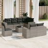 vidaXL 9-delige Loungeset met kussens poly rattan grijs