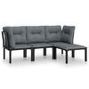 vidaXL 4-delige Loungeset poly rattan zwart en grijs