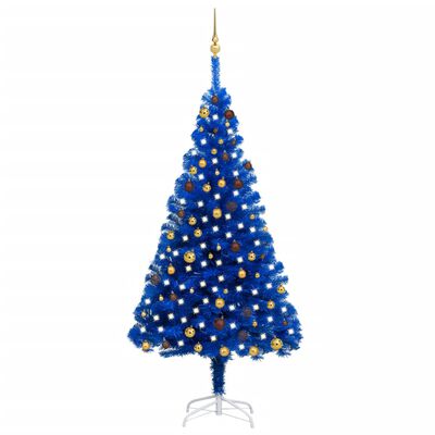 Sui offset ziek vidaXL Kunstkerstboom met LED's en kerstballen 210 cm PVC blauw online  kopen | vidaXL.be