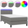 vidaXL Boxspring met matras en LED stof donkergrijs 90x200 cm