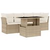 vidaXL 5-delige Loungeset met kussens poly rattan beige