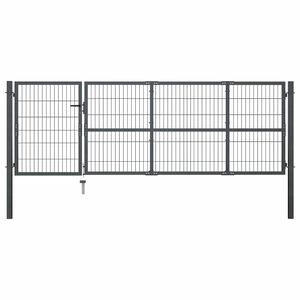 vidaXL Tuinpoort met palen staal 350x100 cm antraciet