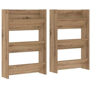 vidaXL Schoenenkast 2 st 60 x 18 x 90 cm Bewerkt hout Artisanaal eiken