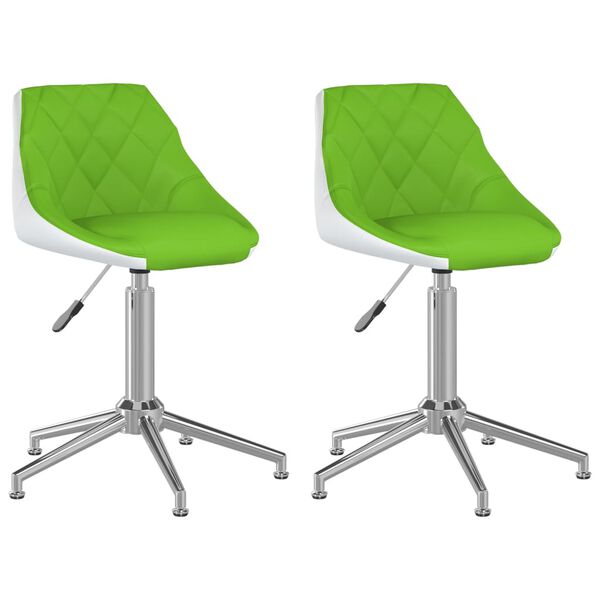 vidaXL Eetkamerstoelen draaibaar 2 st kunstleer groen en wit