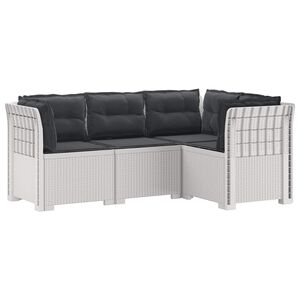 vidaXL 4-Zits Tuin Sofa met Kussens Rattan Look PP Wit