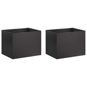 vidaXL Plantenbak 2 st Zwart 40 x 30 x 30 cm Koudgewalst staal