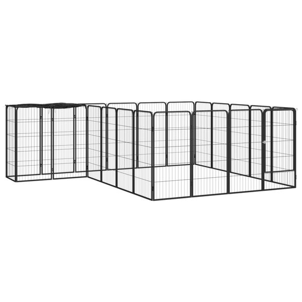 vidaXL Hondenkennel 22 panelen 50x100 cm gepoedercoat staal zwart