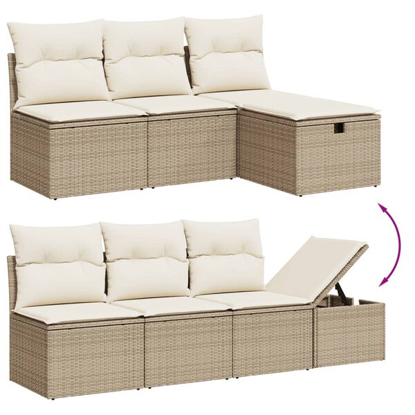 vidaXL 9-delige Loungeset met kussens poly rattan beige