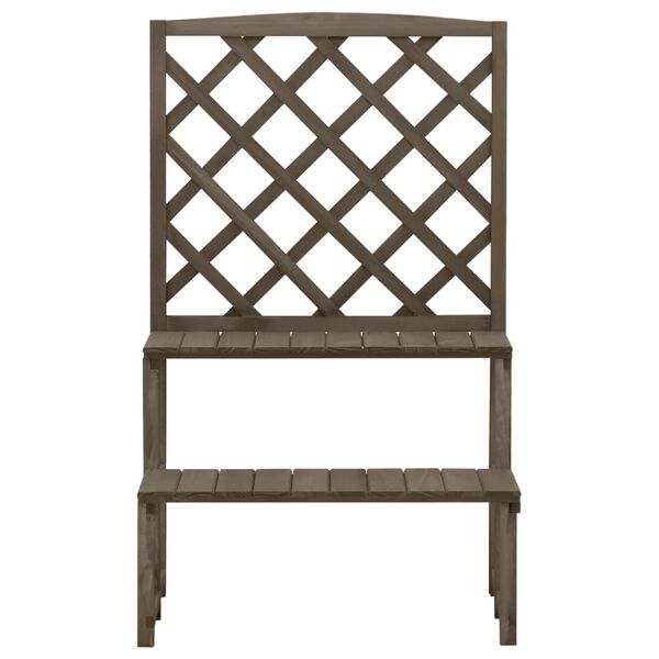 vidaXL Plantenrek met latwerk 70x42x115 cm massief vurenhout grijs