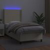 vidaXL Boxspring met matras en LED kunstleer cr&egrave;mekleurig 80x200 cm