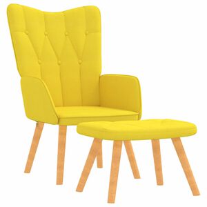 vidaXL Relaxstoel met voetenbank stof mosterdgeel