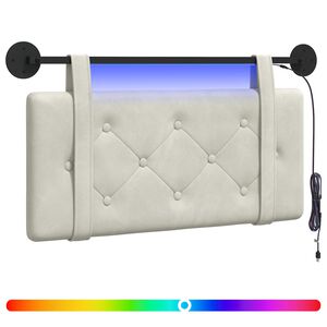vidaXL Hangend hoofdbord Met LED-verlichting Cr&egrave;mekleurig Fluweel