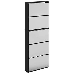 vidaXL Schoenenkast met spiegel 5-laags 63x17x169,5 cm zwart