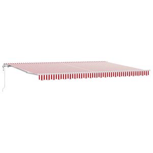 vidaXL Uitschuifbare luifel Rood en Wit 500 &times; 350 cm Stof en Aluminium