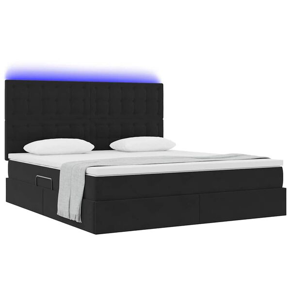 vidaXL Opbergbed met LED met matras met LED Zwart 180 x 200 cm Fluweel