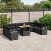 vidaXL 11-delige Loungeset met kussens poly rattan zwart
