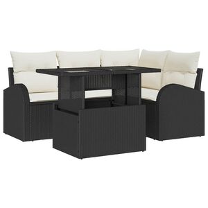 vidaXL Tuin Sofa Set 5 st 4-Aantal zitplaatsen Zwart Poly riet