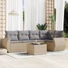 vidaXL 6-delige Loungeset met kussens poly rattan beige
