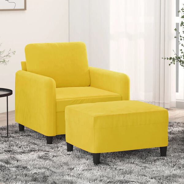 vidaXL Fauteuil met voetenbank 60 cm fluweel geel