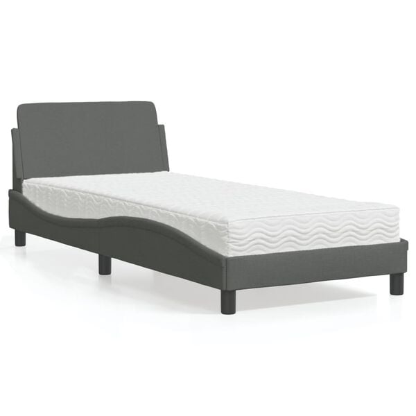 vidaXL Bed met matras "Dover" stof donkergrijs 80x200 cm