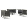 vidaXL 6-delige Loungeset met kussens poly rattan grijs