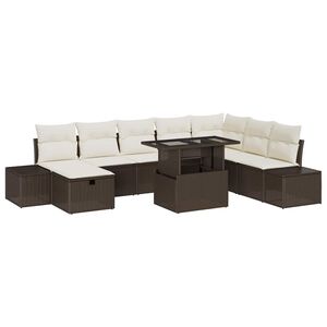 vidaXL Tuin Sofa Set 9 pcs Bruin poly rattan