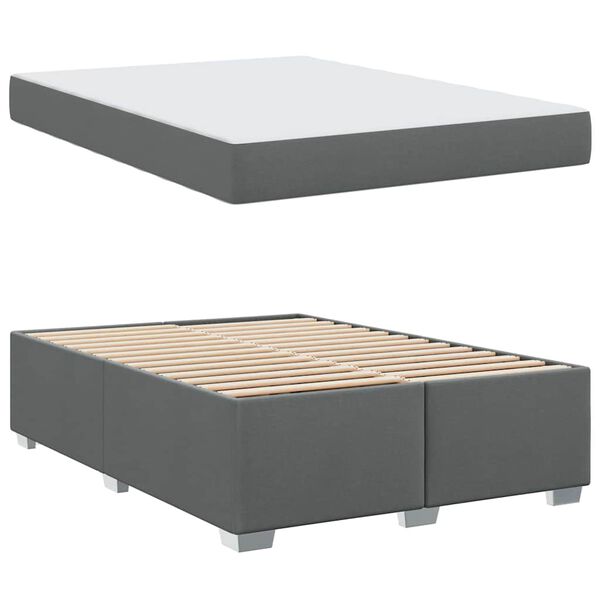 vidaXL Bedframe met matras Donkergrijs 140 x 200 cm Stof