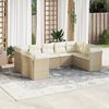 vidaXL 9-delige Loungeset met kussens poly rattan beige