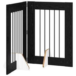vidaXL Opvouwbaar hondenhek met standaards 2 st Zwart eiken 120,5 cm