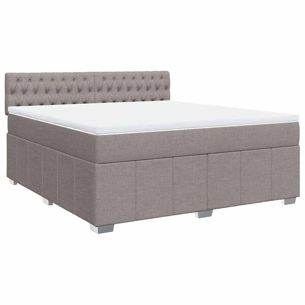 vidaXL Boxspring met matras stof taupe 180x200 cm