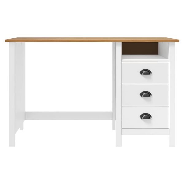 vidaXL Bureau Hill 3 lades 120x50x74 cm massief grenenhout