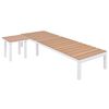 vidaXL Ligbedden 2 st met tafel aluminium en HKC wit en bruin