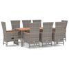 vidaXL 9-delige Tuinset met kussens poly rattan grijs